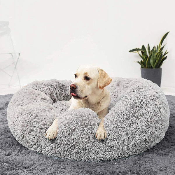 Plush Round Dog Bed for Large Dogs - Soft, Warm, and Removable