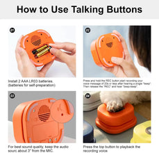 Dog Button Record Talking Pet Communication Toy with Mat and Stickers