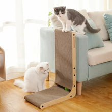 L-Shaped Cat Scratching Board with Wooden Base