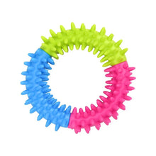 Tri-Color Spiky Rubber Ring Chew Toy for Dogs