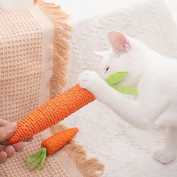 Sisal Carrot Cat Toy - Dental Chew and Teething Toy for Indoor Cats