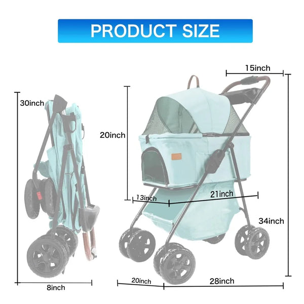 3-in-1 Pet Stroller, Travel Carrier, and Car Seat