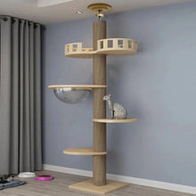 Solid Wood Cat Tree House with Climbing Frame