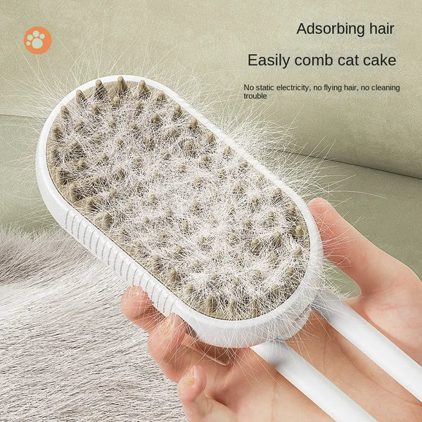 3-in-1 Steamy Pet Brush for Grooming and Massage