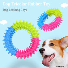 Tri-Color Spiky Rubber Ring Chew Toy for Dogs