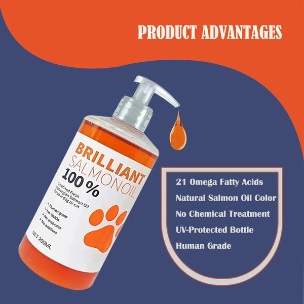 Pet Salmon Oil - Premium Omega Fatty Acids Supplement for Dogs & Cats