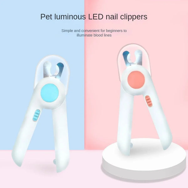 LED-Lit Pet Nail Clippers with Safety Guard and Built-In Nail File