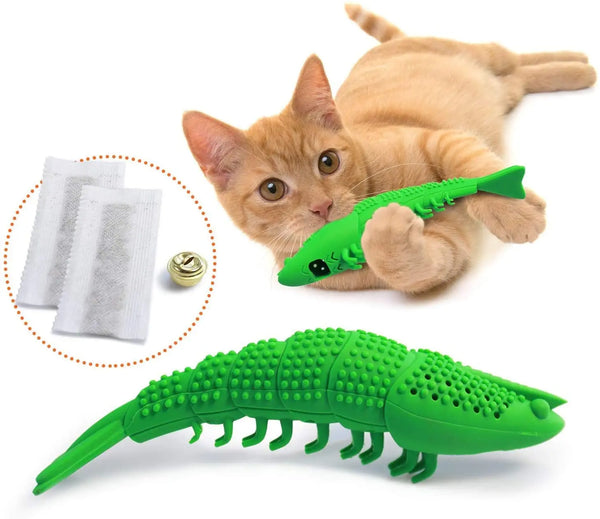 Cat Toothbrush Toy - Durable Hard Rubber for Dental Care and Interactive Play