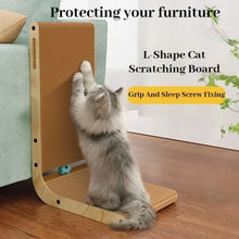 L-Shaped Cat Scratching Board with Wooden Base