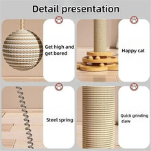 Durable Sisal Cat Scratching Post with Turntable and Interactive Balls