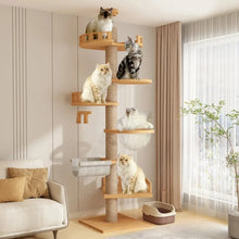 Solid Wood Cat Tree House with Climbing Frame