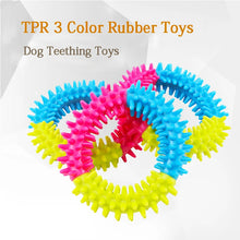 Tri-Color Spiky Rubber Ring Chew Toy for Dogs