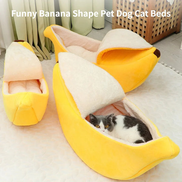 Banana Cat Bed House - Cozy &amp; Funny Pet Bed for Cats and Small Dogs