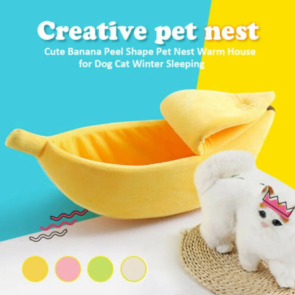 Banana Cat Bed House - Cozy &amp; Funny Pet Bed for Cats and Small Dogs