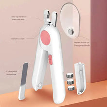 LED-Lit Pet Nail Clippers with Safety Guard and Built-In Nail File