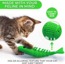 Cat Toothbrush Toy - Durable Hard Rubber for Dental Care and Interactive Play