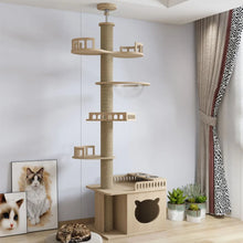 Solid Wood Cat Tree House with Climbing Frame