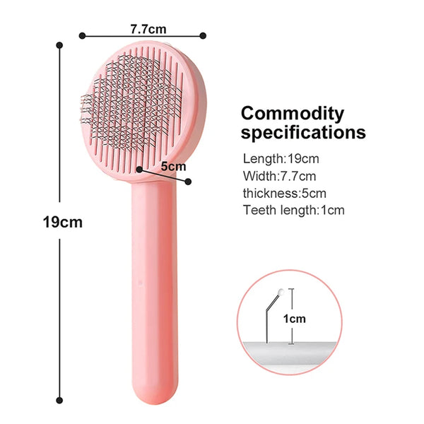 Cat & Dog Grooming Brush with One-Click Hair Removal