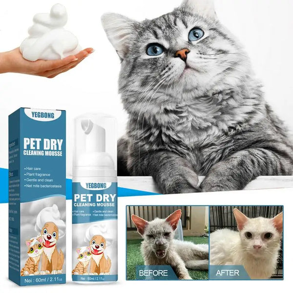 Waterless Cat & Dog Shampoo - No-Rinse Cleaning Mousse for Bathless Grooming