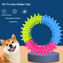 Tri-Color Spiky Rubber Ring Chew Toy for Dogs