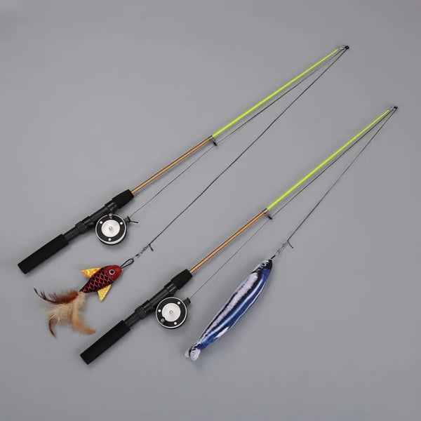 Fishing Rod Cat Toy - Telescopic Wand with Lifelike Fish Design