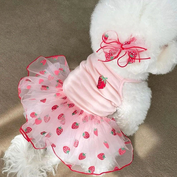 Cute Strawberry Pet Dress for Small Dogs