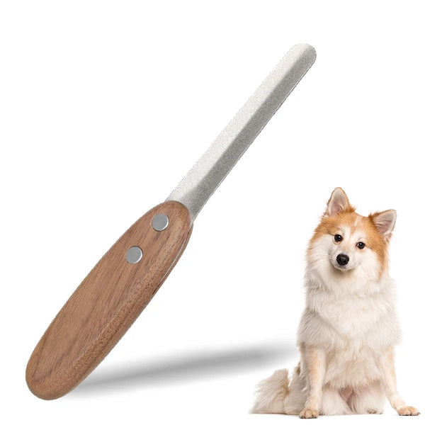 Pet Nail File for Small Dogs and Cats - Wooden Handle Grooming Tool