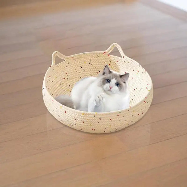 Woven Cotton Rope Cat Bed