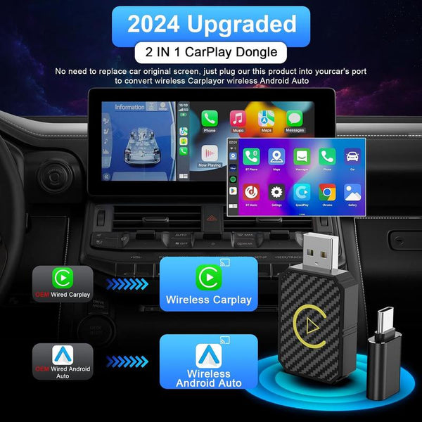 💥Mini Wireless Apple CarPlay Adapter, for both Apple and Android